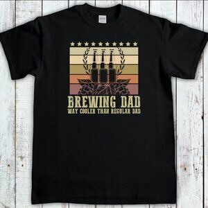 Brewing Dad Funny Beer T-Shirt Size L – Vintage Graphic Black Tee, Beer Lover